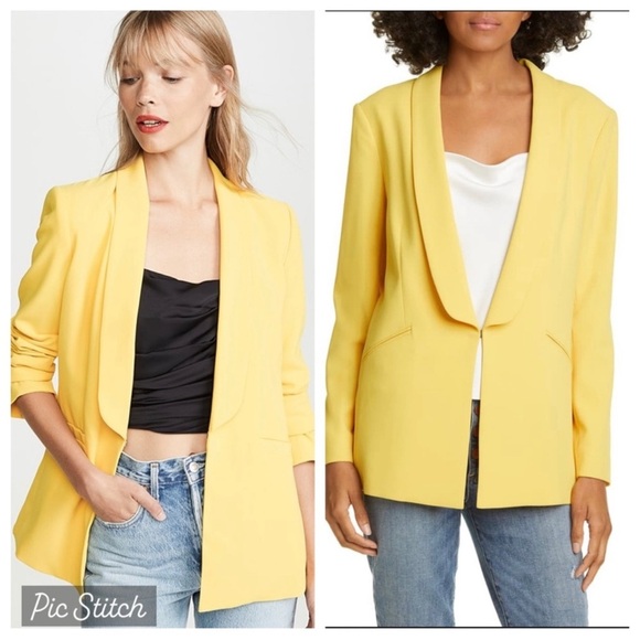 Alice + Olivia yellow Skye strong shoulder blazer, size 8 - Picture 1 of 2